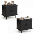 Gymax 2Pcs End Table Mid Century Nightstand W Sliding Tambour Doors