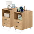 Gymax 2Pcs End Table W Built In Charging Station Usb Ports Outlets 2