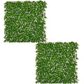 Gymax 2Pcs Expandable Fence Privacy Screen Decorative Faux Eucalyptus