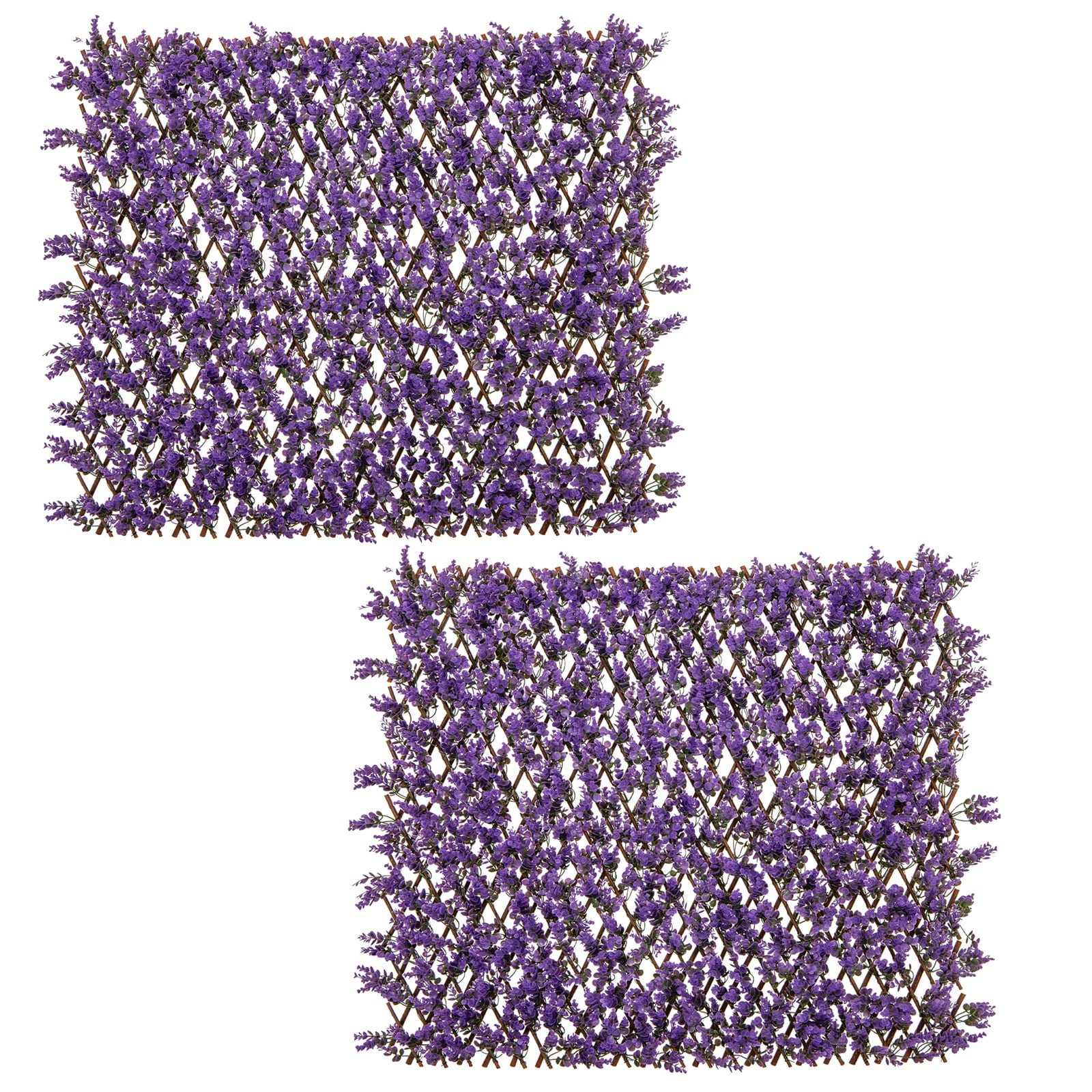 Gymax 2Pcs Expandable Fence Privacy Screen Decorative Faux Purple