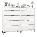 Gymax 2Pcs Freestanding 5 Drawer Dresser W Sturdy Metal Legs Interlock