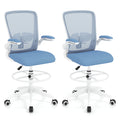 Gymax 2Pcs Home Office Drafting Chair W Flip Up Armrests Adjustable