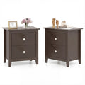Gymax 2Pcs Modern Nightstand W Storage 2 Drawers Support Legs For