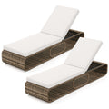 Gymax 2Pcs Outdoor Chaise Lounge Chair W Adjustable Backrest Cushion