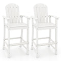 Gymax 2Pcs Outdoor Hdpe Bar Height Stool Patio Tall Chair Armrest