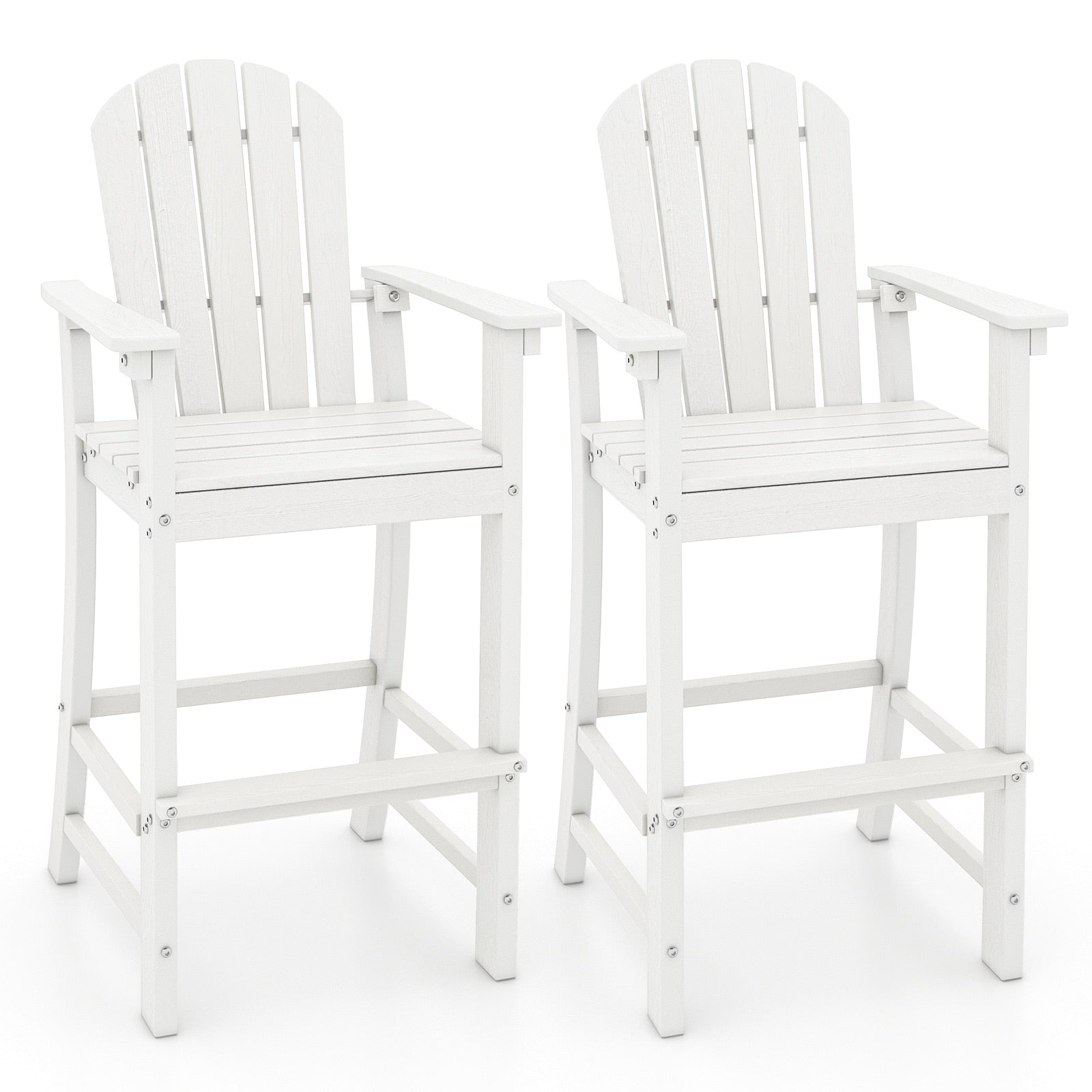 Gymax 2Pcs Outdoor Hdpe Bar Height Stool Patio Tall Chair Armrest