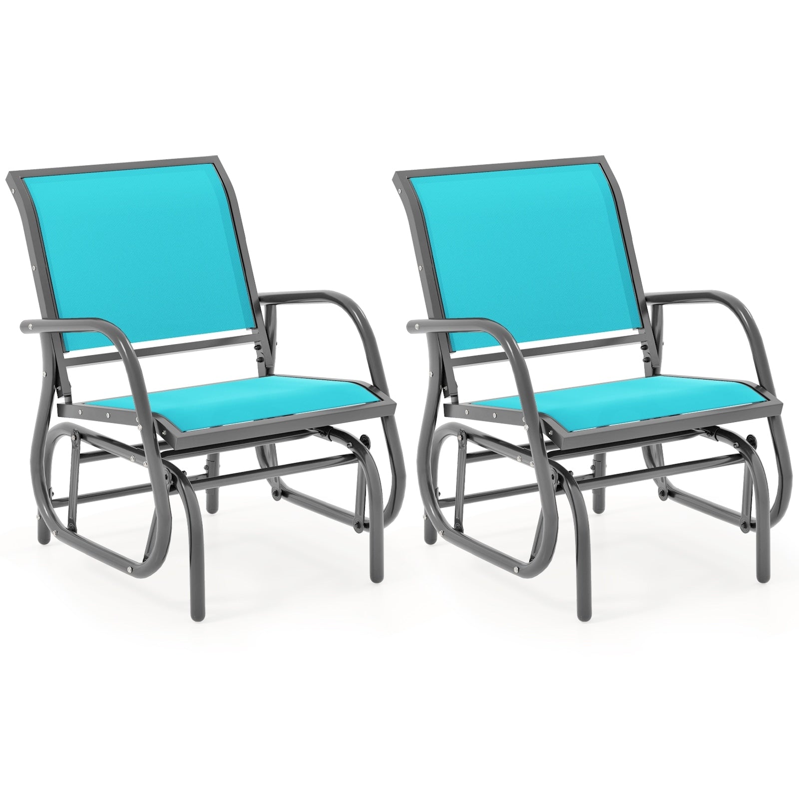 Gymax 2Pcs Outdoor Single Swing Glider Rocking Chair Armrest Garden