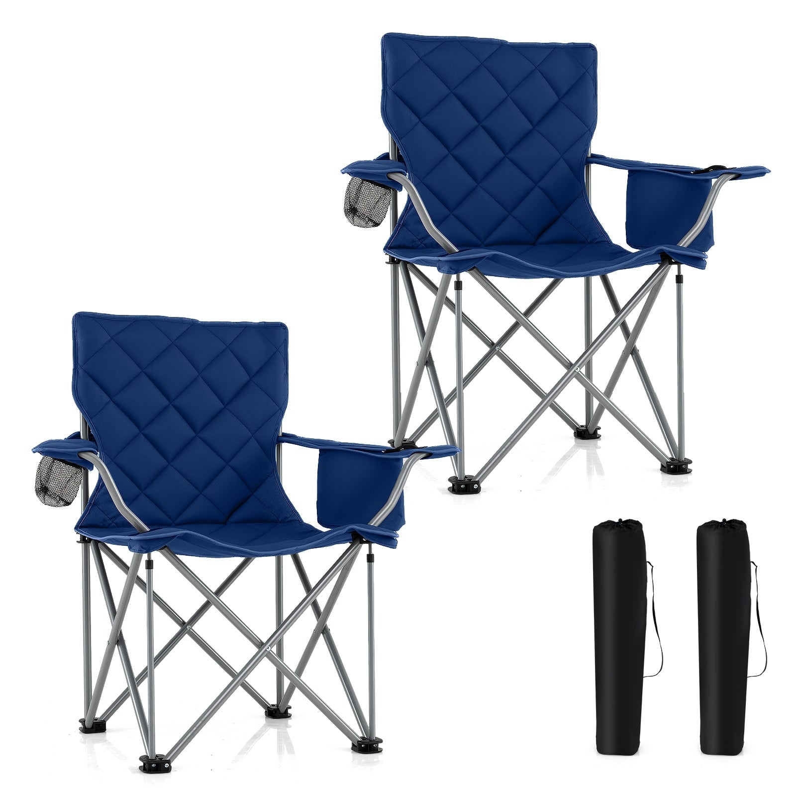 Gymax 2Pcs Oversized Camping Chairs Heavy Duty Outdoor Folding Chair