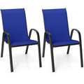 Gymax 2Pcs Patio Dining Chairs Stackable Armrest Space Saving Black