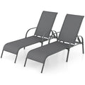 Gymax 2Pcs Patio Lounge Chair Chaise W Adjustable Reclining Armrest