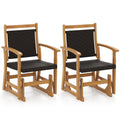 Gymax 2Pcs Patio Rattan Glider Chair W Acacia Wood Frame Wicker