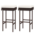 Gymax 2Pcs Rattan Barstools Patio Wicker Bar Height Chairs W Footrest