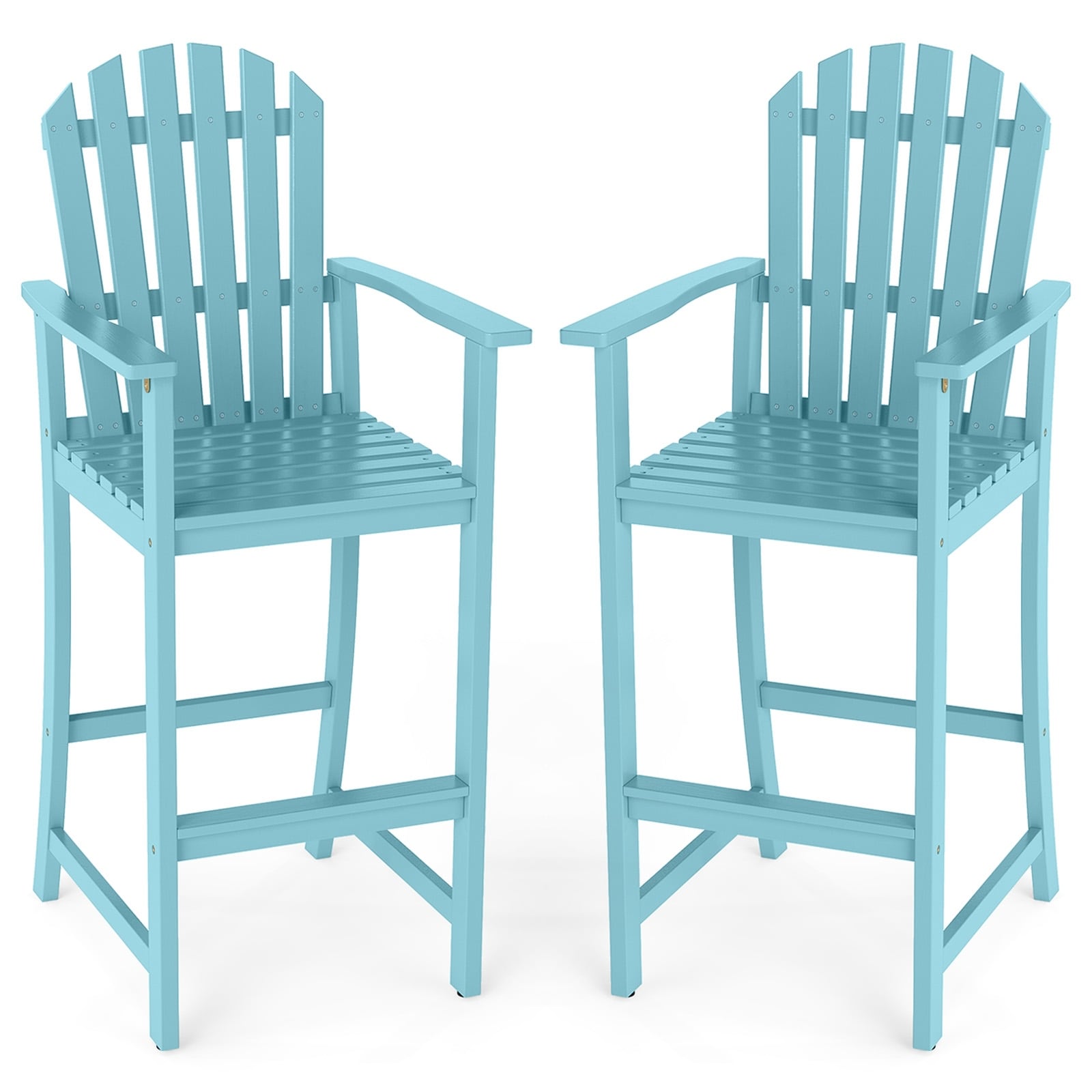 Gymax 2Pcs Tall Adirondack Chair W Back Armrests Footrest For