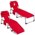 Gymax 2Pcs Tanning Chair W 4 Position Adjustable Backrest Face Arm