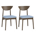 Gymax 2Pcs Wooden Dining Chair Linen Fabric Upholstered Kitchen Chairs
