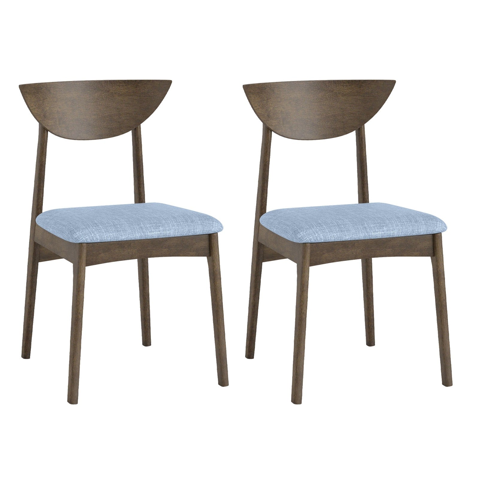 Gymax 2Pcs Wooden Dining Chair Linen Fabric Upholstered Kitchen Chairs