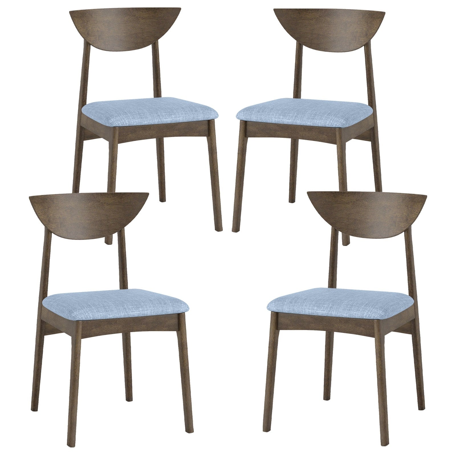 Gymax 2Pcs Wooden Dining Chair Linen Fabric Upholstered Kitchen Chairs