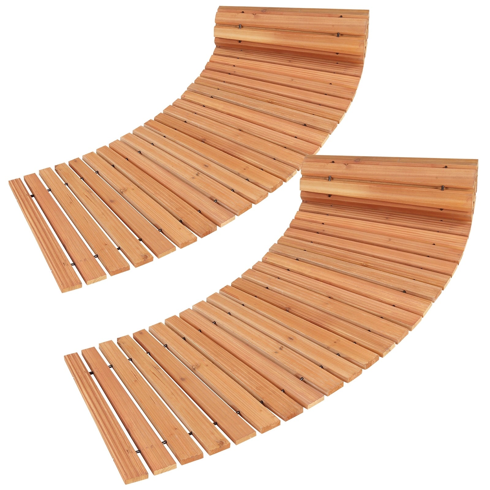 Gymax 2Pcs Wooden Garden Pathway W Anti Slip Surface Metal Wires W