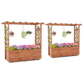 Gymax 2Pcs Wooden Raised Garden Bed Lattice Trellises Hanging Roof