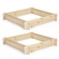 Gymax 2Pcs Wooden Raised Garden Bed Square Fir Wood Planter Box W