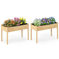 Gymax 2Pcs Wooden Raised Garden Bed W Legs Liner Drainage Holes Large