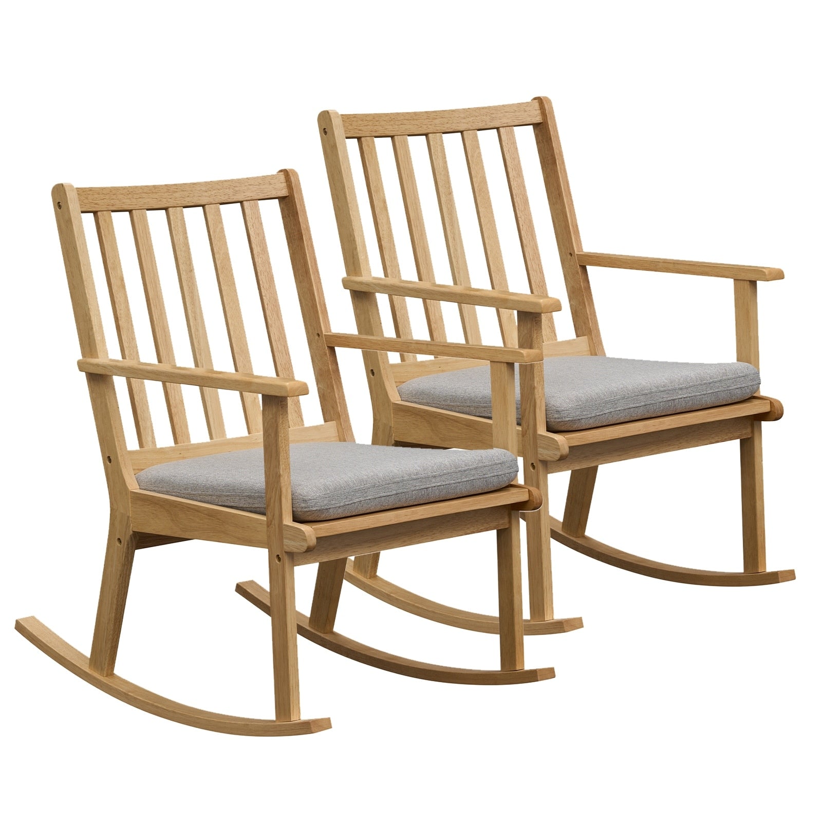 Gymax 2Pcs Wooden Rocking Chair W Removable Cushion Ergonomic