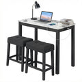 Gymax 3 Pcs Bar Table Set W Charging Station Modern Counter Height