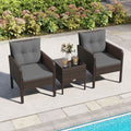 Gymax 3 Pcs Patio Pe Wicker Furniture Set W Cushions Tempered Glass