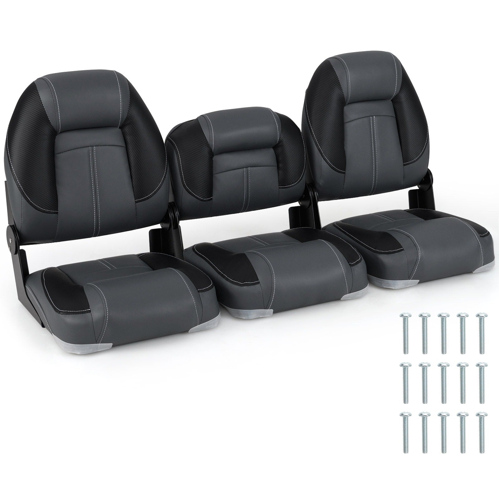 Gymax 3 Pack Folding Boat Seats W 28D Soft Sponge Padding Waterproof