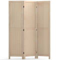 Gymax 3 Panel Folding Room Divider 67Rubber Wood Privacy Screen For