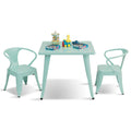 Gymax 3 Pcs Kids Dining Set Square Table 2 Armchairs Play Learn