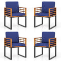 Gymax 3 Piece Outdoor Dining Set 2 Acacia Wood Armchairs W 43.5 Inch