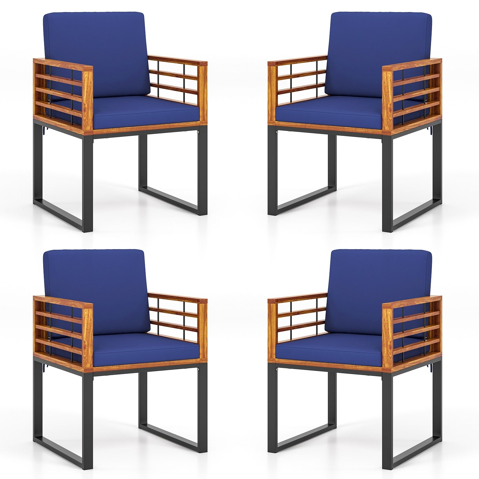 Gymax 3 Piece Outdoor Dining Set 2 Acacia Wood Armchairs W 43.5 Inch