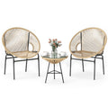 Gymax 3 Piece Wicker Patio Bistro Setoutdoor Acapulco Chairs And