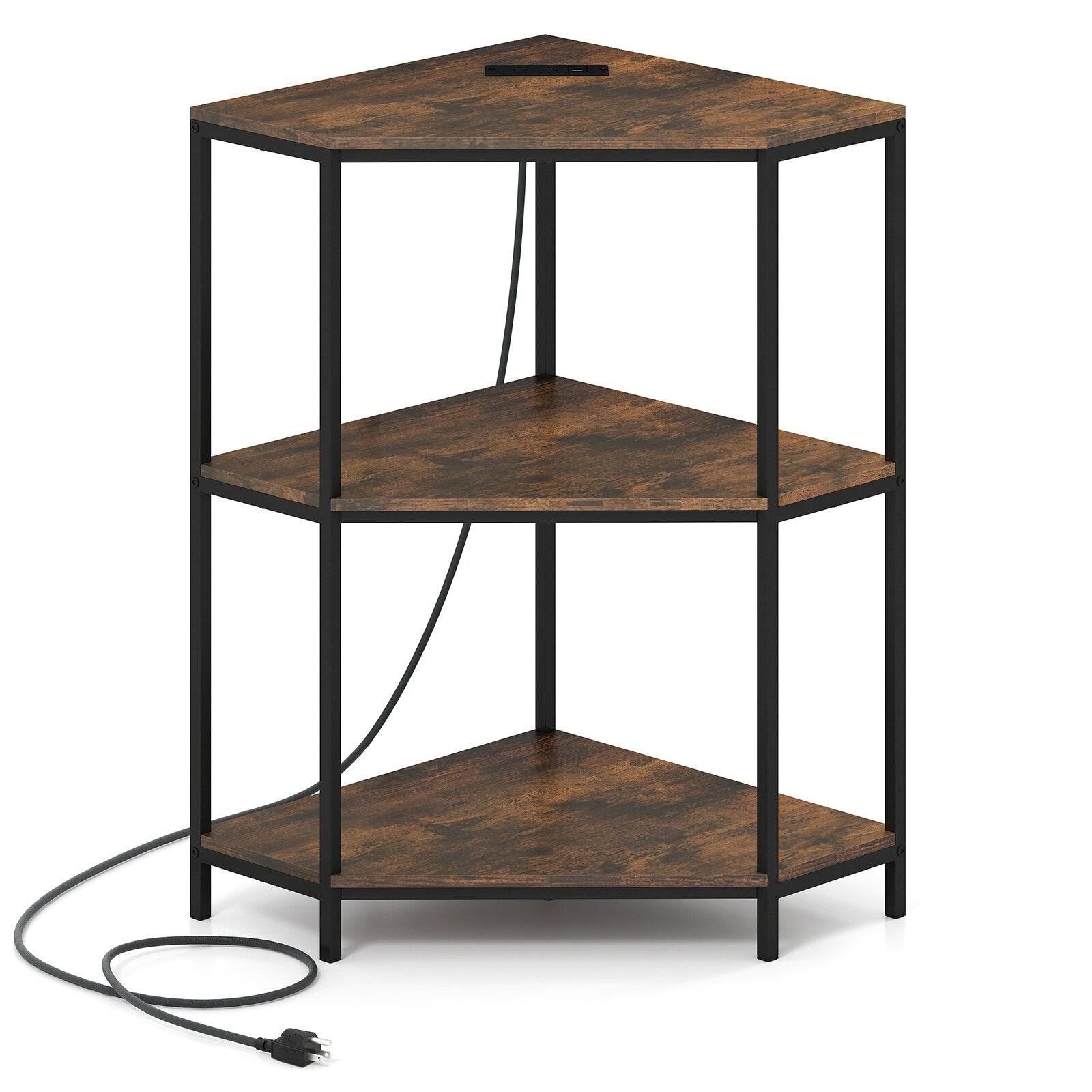 Gymax 3 Tier Corner Printer Stand W Charging Station Metal Frame For