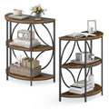 Gymax 3 Tier Half Round End Table Set Of 2 W Study Metal Frame Storage