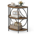 Gymax 3 Tier Half Round End Table W Study Metal Frame Storage Shelves