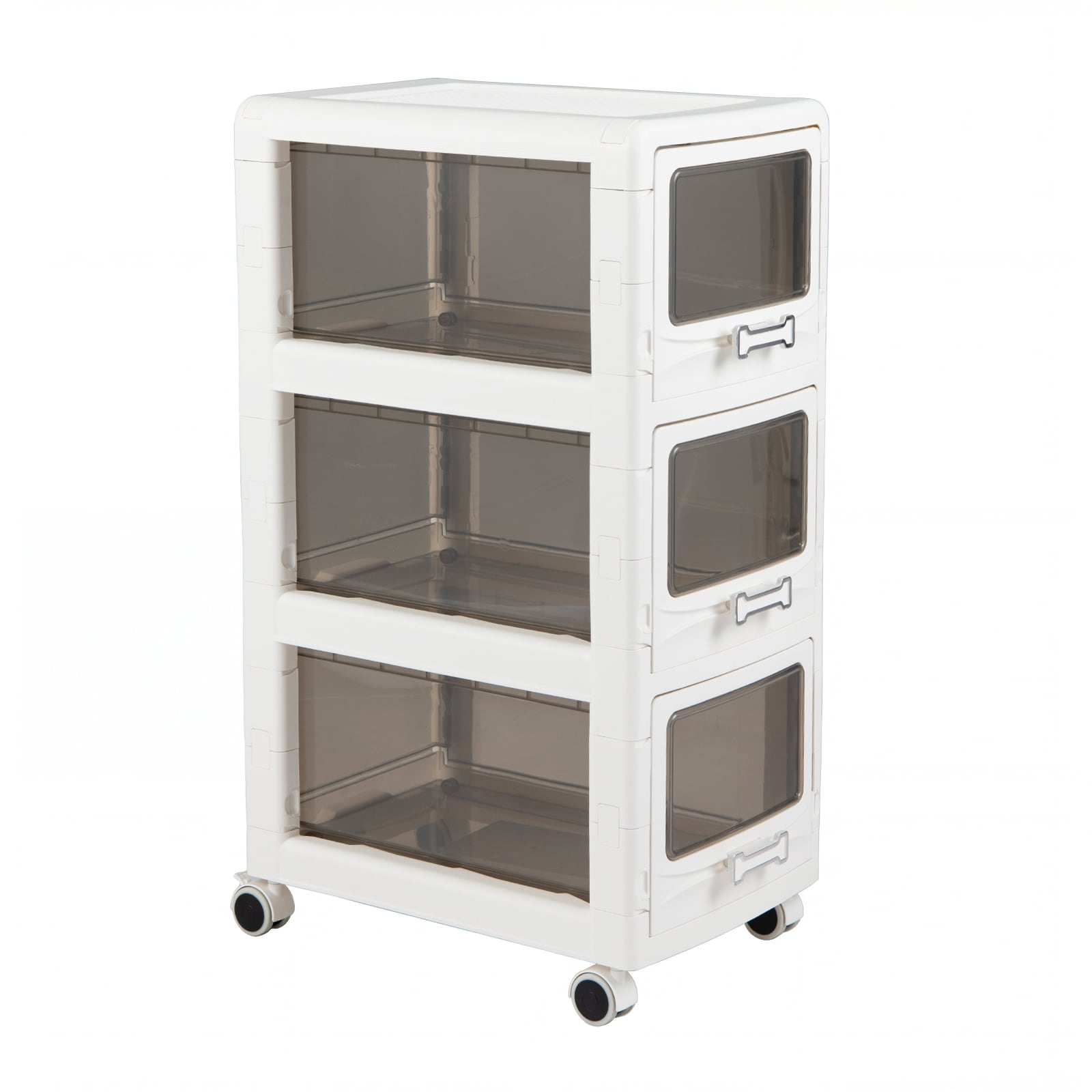 Gymax 3 Tier Plastic Drawer Storage Organizer W 3 Drawers Lockable