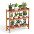 Gymax 3 Tier Solid Wood Plant Stand W Slatted Shelves Take Oil Finish