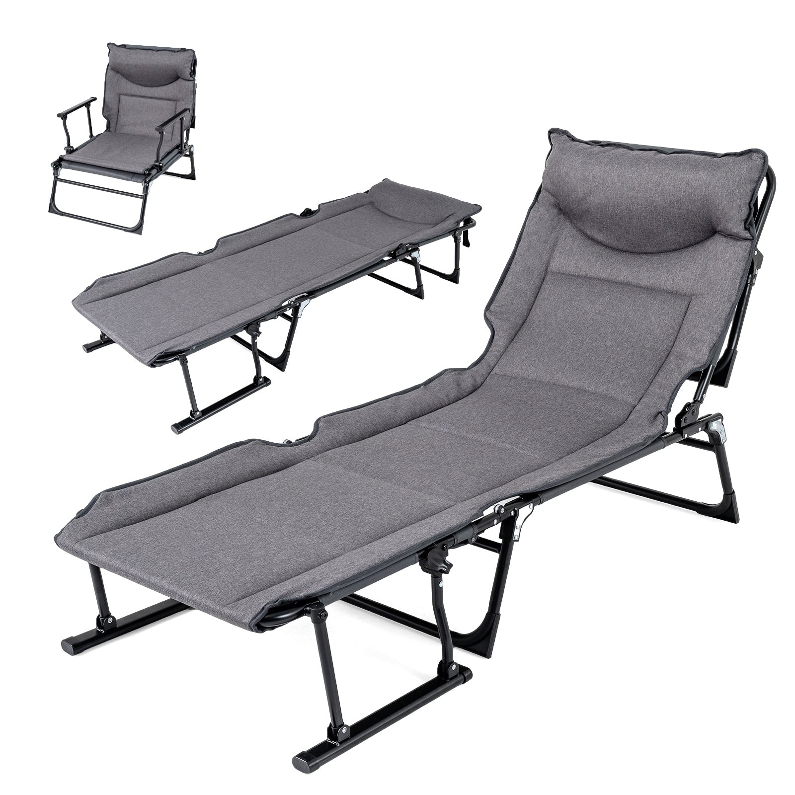 Gymax 3 In 1 Folding Camping Cot W Mattress 6 Backrest Positions