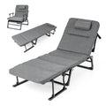 Gymax 3 In 1 Folding Camping Cot W Mattress 6 Level Backrest Armrests