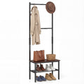 Gymax 3 In 1 Hall Tree W Hooks Shoe Storage Heavy Duty Metal Frame