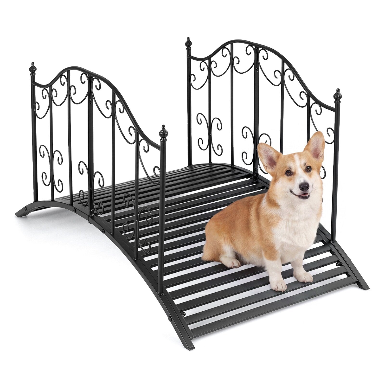Gymax 3.9 Ft Garden Metal Bridge Outdoor Arched Bridge W Dual 3.9 Ft