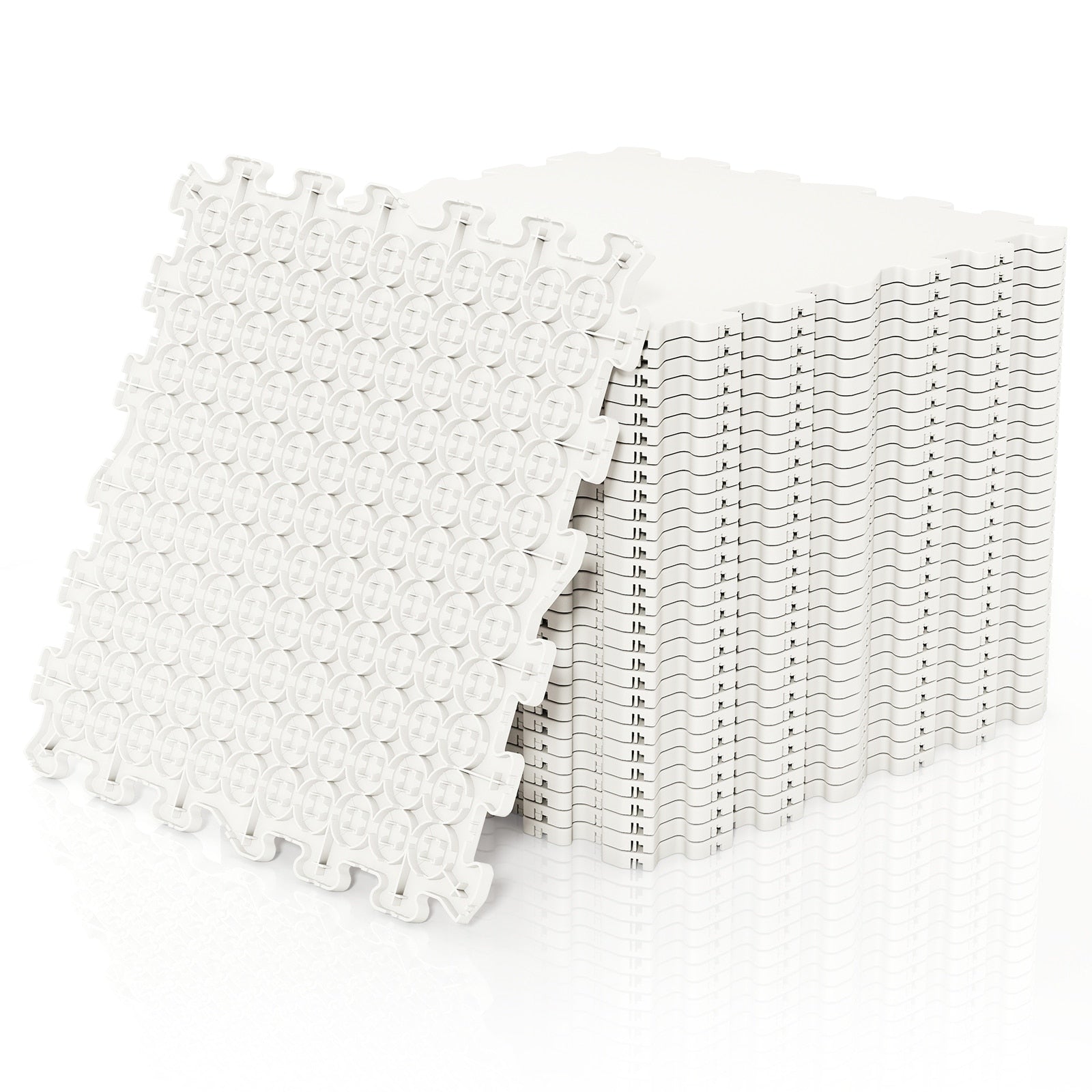 Gymax 30 Pack Hockey Flooring Tiles Dryland Synthetic Ice Tiles For