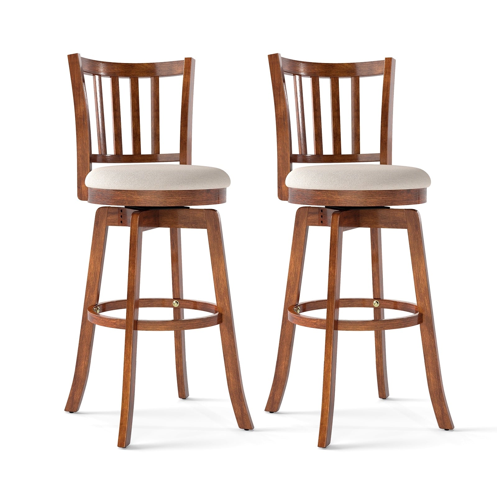 Gymax 30.5 Swivel Barstools Set Of 2 W Backrest Upholstered Seat