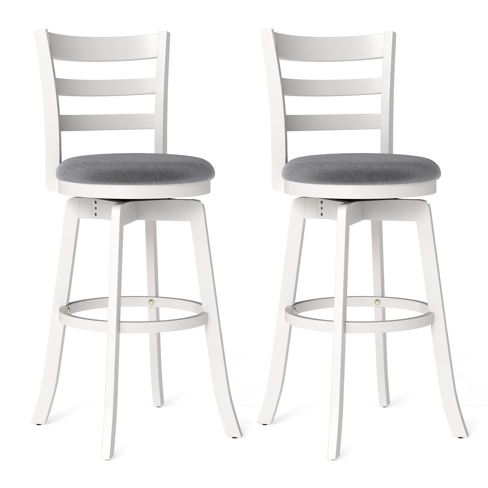 Gymax 30.5 Swivel Barstools Set Of 2 W Backrest Upholstered Seat