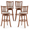 Gymax 30.5 Swivel Barstools Set Of 4 W Backrest Upholstered Seat