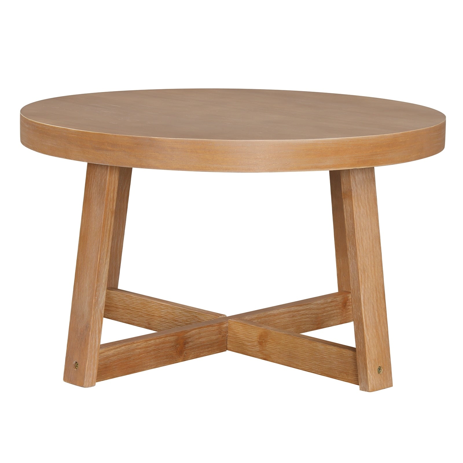 Gymax 30 Round Coffee Table W Solid Wood Cross Shaped Base.Farmhouse