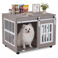 Gymax 31.5 Dog Crate Furniture W Sliding Barn Door For Living Room