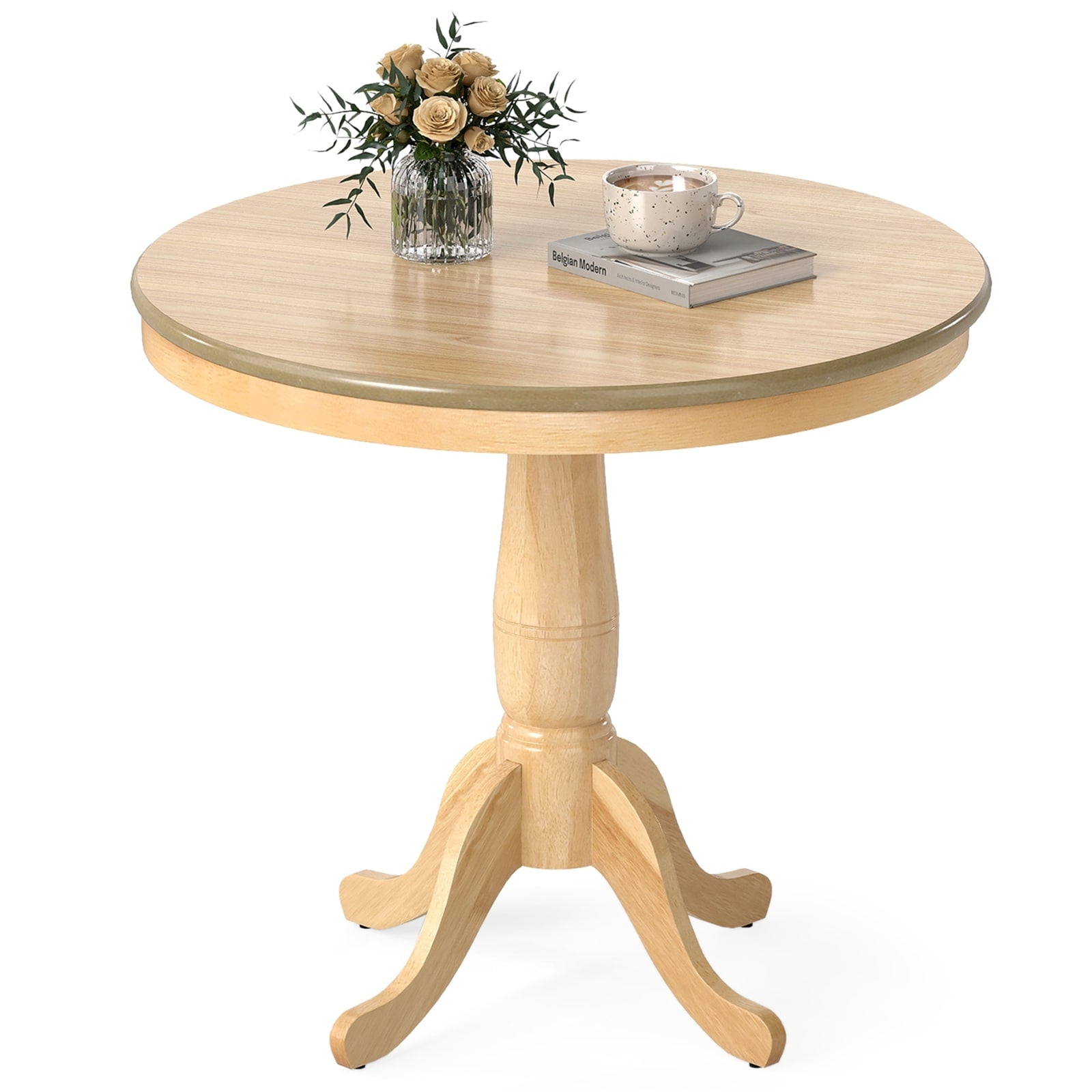 Gymax 32 Round Pedestal Dining Table High Top Ped Table Kitchen